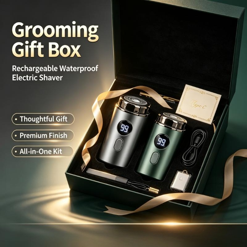 Mens Grooming Box - Rasoio Elettrico Ricaricabile USB Impermeabile per
