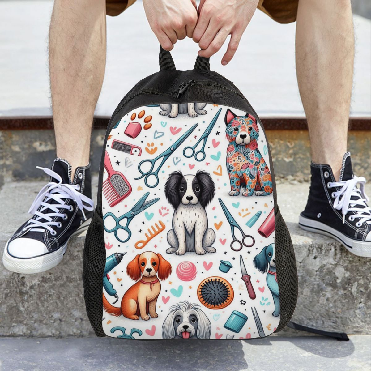 Men'S Grooming Bag - Zaino stampato per toelettatura cani, zaino