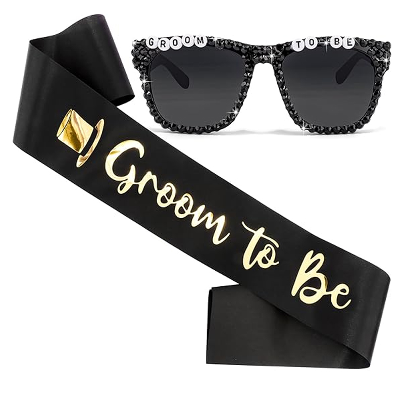 Men'S Grooming For Engagement - Fascia in raso nero con strass